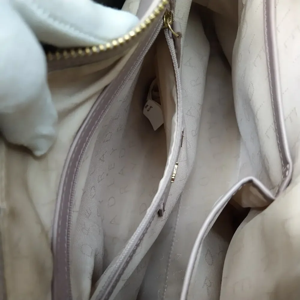 Radley London Gray Leather Double Handles Zipper Closure Satchel Bag